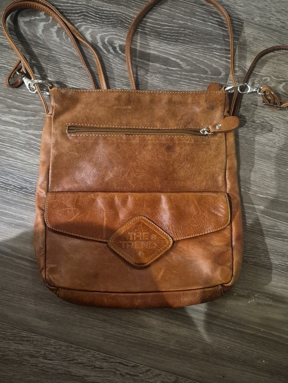 THE TREND Genuine Leather Crossbody Bag - Brown12inch*12inch